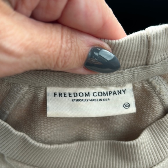Freedom Company Short Sleeve Sweatshirt Dress Pockets XS Taupe Made in USA - Picture 6 of 7